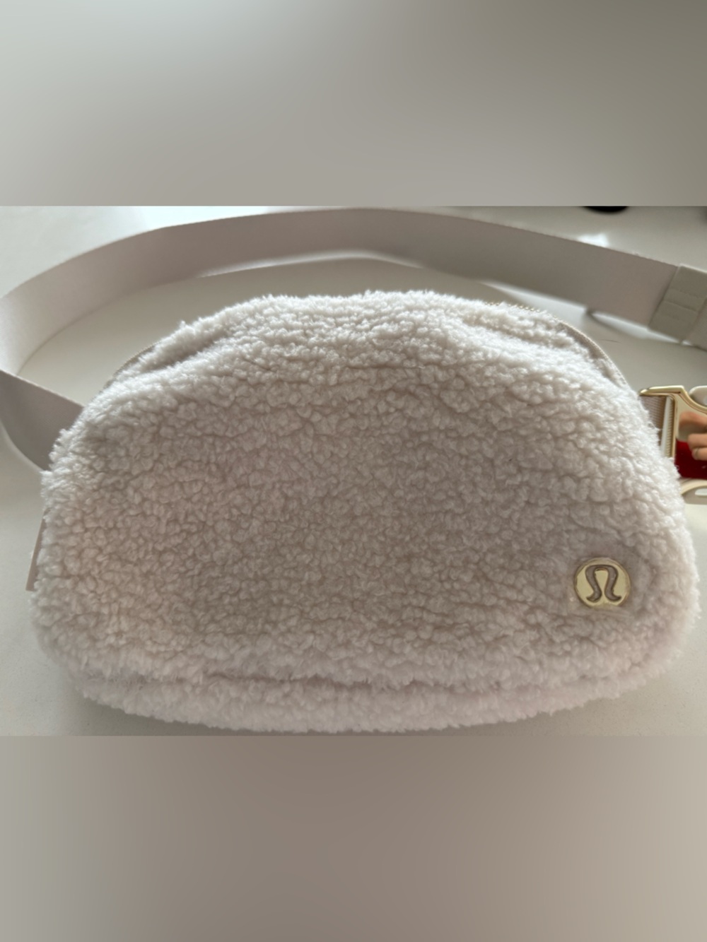 Lululemon Crossbody Faux-Shearling Belt Bag in Light Cream